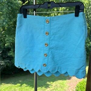 Lilly Pulitzer "Kaylie" Skort Skirt Size 4 “Blue Ibiza" Scallop Hem Buttons